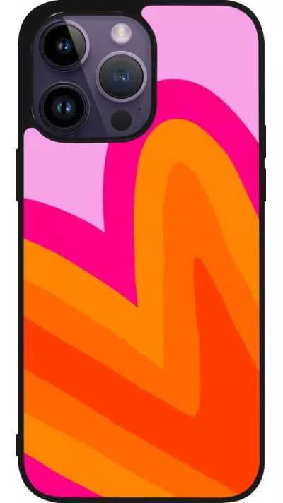 Coque iPhone 15 Pro Max - Silicone rigide noir Valentine 2024 heart gradient