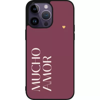 iPhone 15 Pro Max Case Hülle - Silikon schwarz Valentine 2024 mucho amor rosado