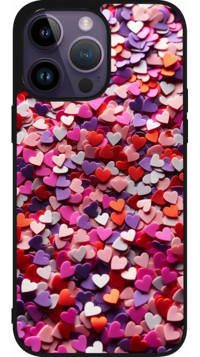 Coque iPhone 15 Pro Max - Silicone rigide noir Valentine 2025 Confetti