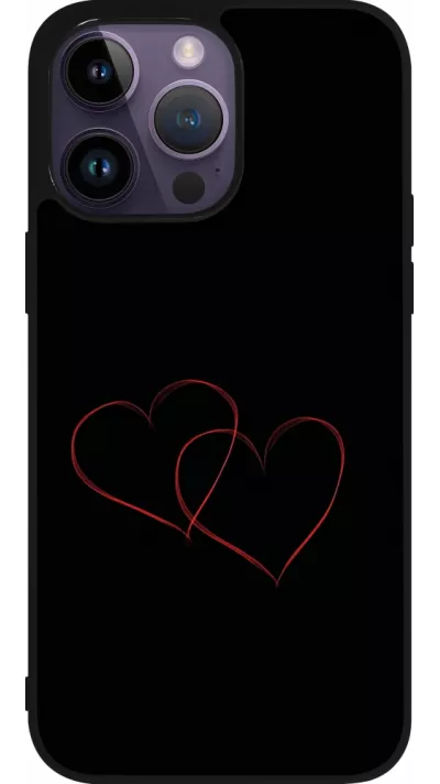 Coque iPhone 15 Pro Max - Silicone rigide noir Valentine 2023 attached heart