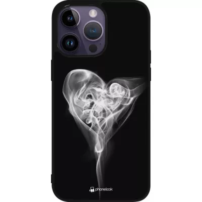 Coque iPhone 15 Pro Max - Silicone rigide noir Valentine 2022 Black Smoke