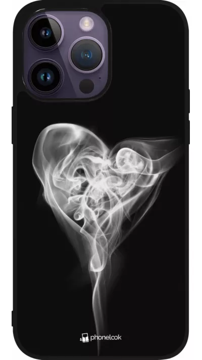 Coque iPhone 15 Pro Max - Silicone rigide noir Valentine 2022 Black Smoke