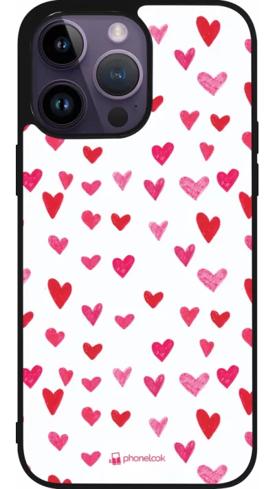 Coque iPhone 15 Pro Max - Silicone rigide noir Valentine 2022 Many pink hearts
