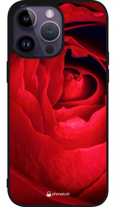 Coque iPhone 15 Pro Max - Silicone rigide noir Valentine 2022 Rose