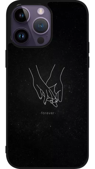 Coque iPhone 15 Pro Max - Silicone rigide noir Valentine 2023 hands forever