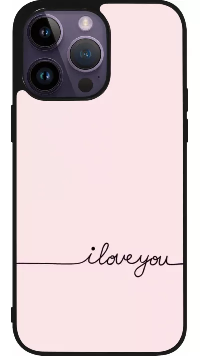 Coque iPhone 15 Pro Max - Silicone rigide noir Valentine 2023 i love you writing