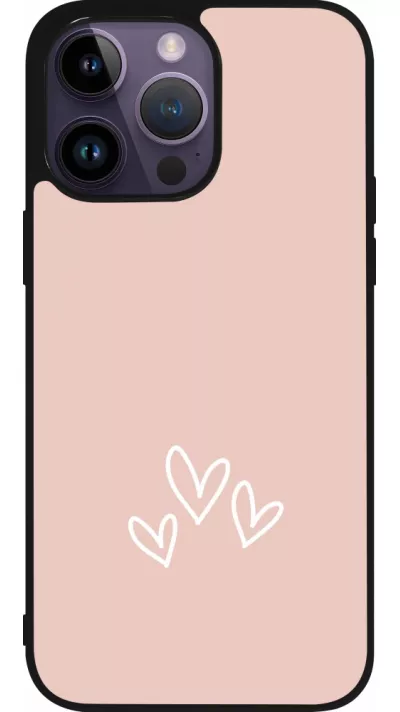 Coque iPhone 15 Pro Max - Silicone rigide noir Valentine 2023 three minimalist hearts