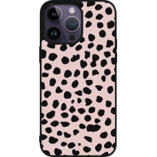 Coque iPhone 15 Pro Max - Silicone rigide noir Wild Leopard Pink