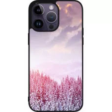 iPhone 15 Pro Max Case Hülle - Silikon schwarz Winter 22 Pink Forest
