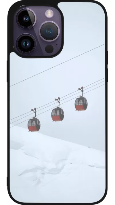 Coque iPhone 15 Pro Max - Silicone rigide noir Winter 22 ski lift