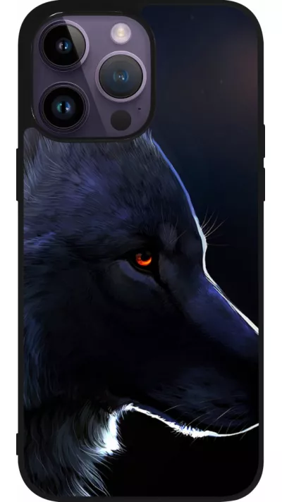 Coque iPhone 15 Pro Max - Silicone rigide noir Wolf Shape