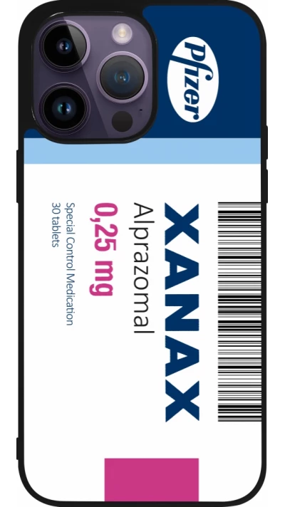 Coque iPhone 15 Pro Max - Silicone rigide noir Xanax Alprazolam 2025