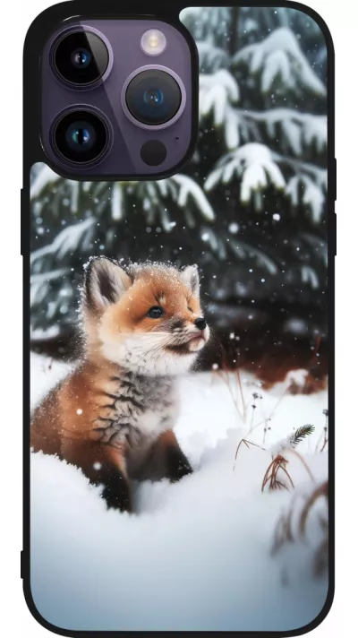 iPhone 15 Pro Max Case Hülle - Silikon schwarz Weihnachten 2023 Fuechslein Tanne