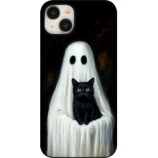 iPhone 15 Plus Case Hülle - Halloween 2025 Ghost with black cat