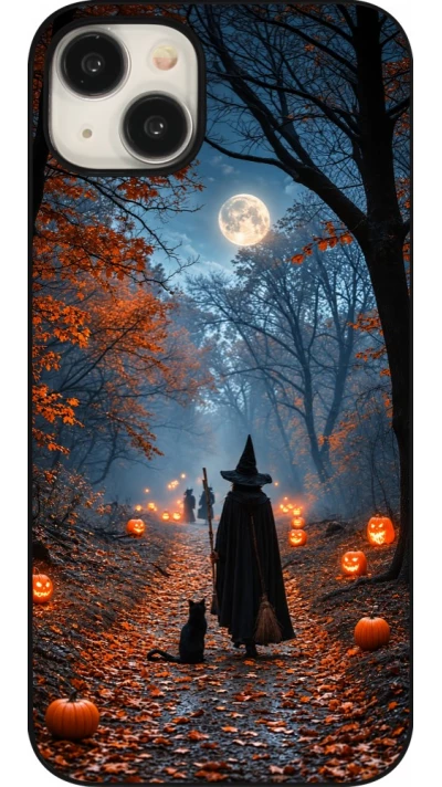 iPhone 15 Plus Case Hülle - Halloween 2026 Witch with a cat