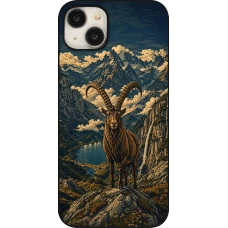 Coque iPhone 15 Plus - Linocut Bouquetin