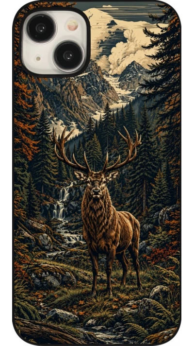 Coque iPhone 15 Plus - Linocut Cerf
