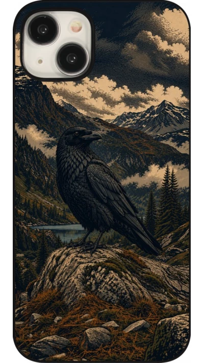 Coque iPhone 15 Plus - Linocut Grand Corbeau