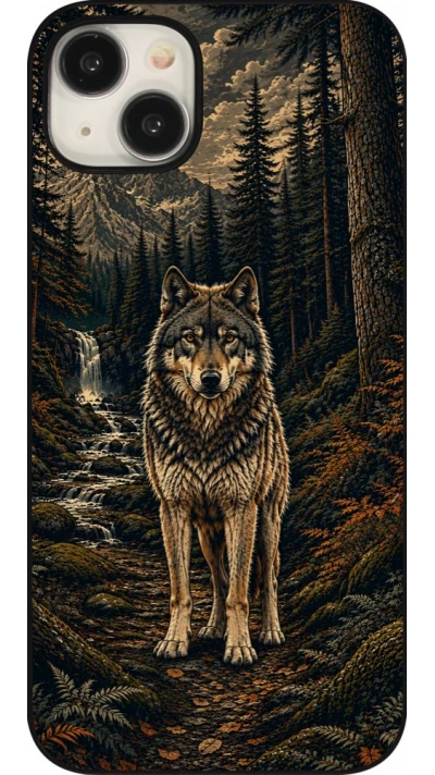 Coque iPhone 15 Plus - Linocut Loup