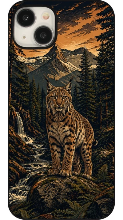 Coque iPhone 15 Plus - Linocut Lynx