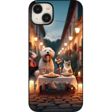 Coque iPhone 15 Plus - Valentine 2024 Dog & Cat Candlelight