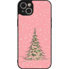 Coque iPhone 15 Plus - Silicone rigide noir Christmas 25 Pink Tree