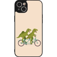 Coque iPhone 15 Plus - Silicone rigide noir Dinosaurs on bikes 2026