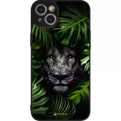 Coque iPhone 15 Plus - Silicone rigide noir Forest Lion