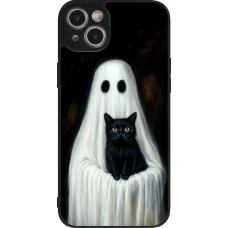 iPhone 15 Plus Case Hülle - Silikon schwarz Halloween 2025 Ghost with black cat