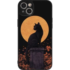 iPhone 15 Plus Case Hülle - Silikon schwarz Halloween 2026 Cat Art Nouveau