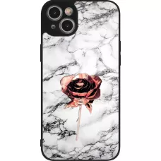 iPhone 15 Plus Case Hülle - Silikon schwarz Marble Rose Gold