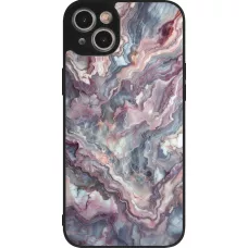 iPhone 15 Plus Case Hülle - Silikon schwarz Violetter silberner Marmor
