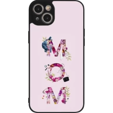 Coque iPhone 15 Plus - Silicone rigide noir Mom 2024 girly mom