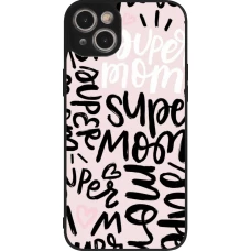 Coque iPhone 15 Plus - Silicone rigide noir Mom 2024 Super mom