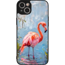 Coque iPhone 15 Plus - Silicone rigide noir Paint Flamingo