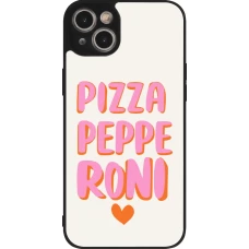 Coque iPhone 15 Plus - Silicone rigide noir Pizza pepperoni 2026