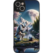 iPhone 15 Plus Case Hülle - Silikon schwarz Samurai Katana Mond