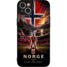 Coque iPhone 15 Plus - Silicone rigide noir Football Norvège splash 2026