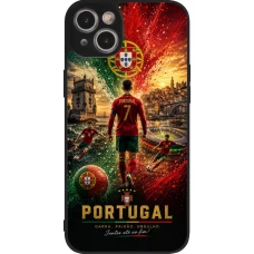 Coque iPhone 15 Plus - Silicone rigide noir Football Portugal splash 2026