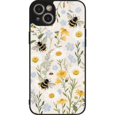 Coque iPhone 15 Plus - Silicone rigide noir Pattern bees Spring 2026