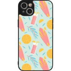 Coque iPhone 15 Plus - Silicone rigide noir Summer 2025 Pattern citron