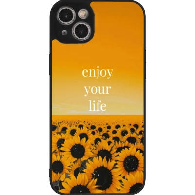 Coque iPhone 15 Plus - Silicone rigide noir Summer 2026 Enjoy your life