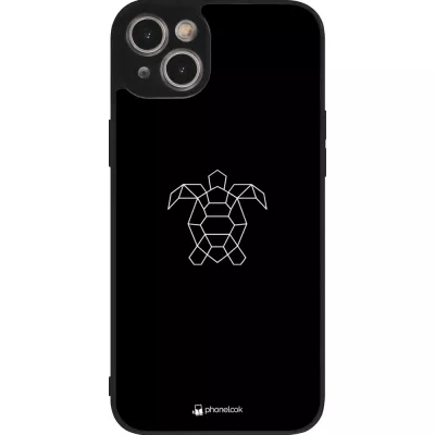 Coque iPhone 15 Plus - Silicone rigide noir Turtles lines on black