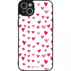 iPhone 15 Plus Case Hülle - Silikon schwarz Valentine 2022 Many pink hearts