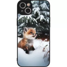 iPhone 15 Plus Case Hülle - Silikon schwarz Weihnachten 2023 Fuechslein Tanne