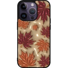 Coque iPhone 15 Pro - Silicone rigide noir Autumn 26 3D leaves