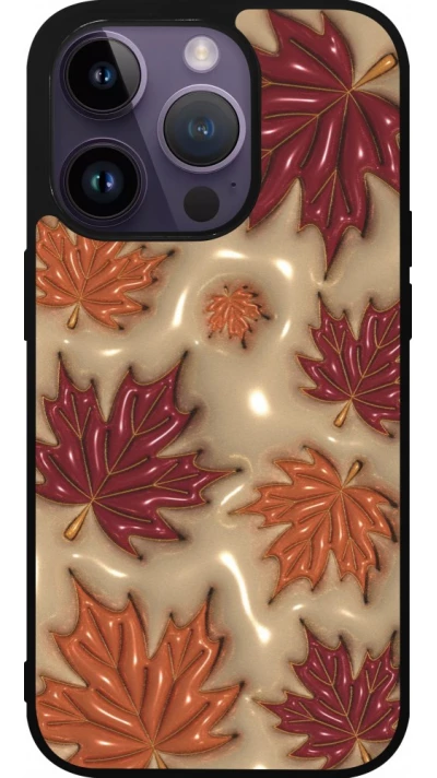 Coque iPhone 15 Pro - Silicone rigide noir Autumn 26 3D leaves