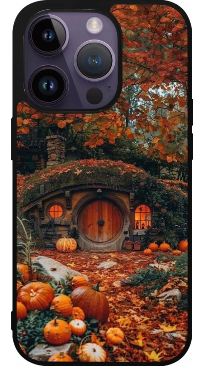 Coque iPhone 15 Pro - Silicone rigide noir Autumn 26 Hobbit house
