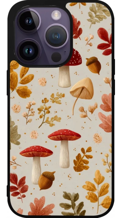 Coque iPhone 15 Pro - Silicone rigide noir Autumn 26 Mushrooms and leaves