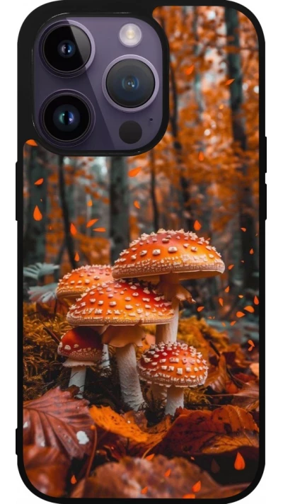 Coque iPhone 15 Pro - Silicone rigide noir Autumn 26 Mushrooms in the woods